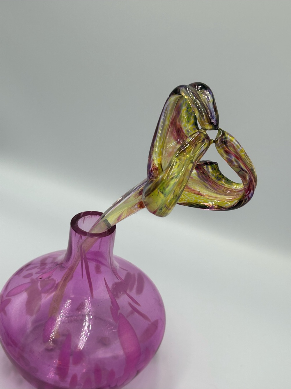 Hand-Blown Glass Flower Twisted Accent
